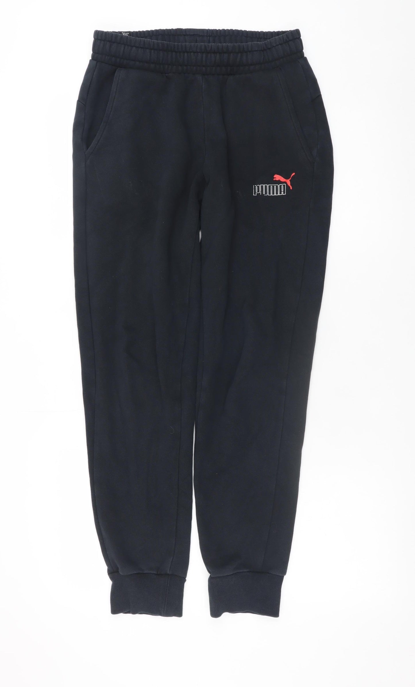 Mens UK Size S PUMA Regular Fit Jogger Black Trousers
