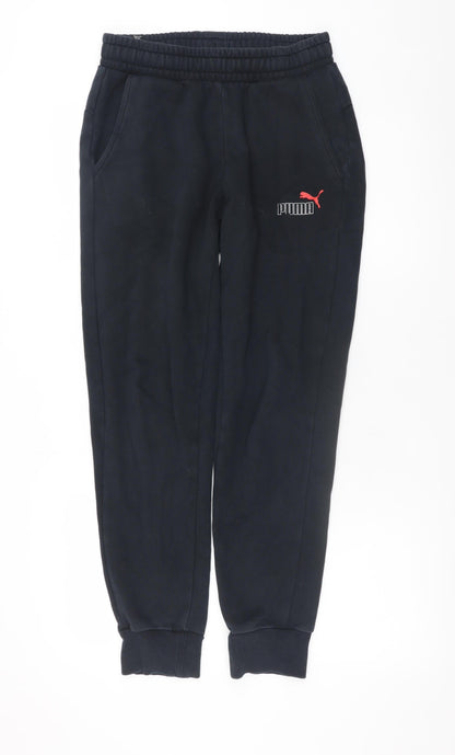 Mens UK Size S PUMA Regular Fit Jogger Black Trousers