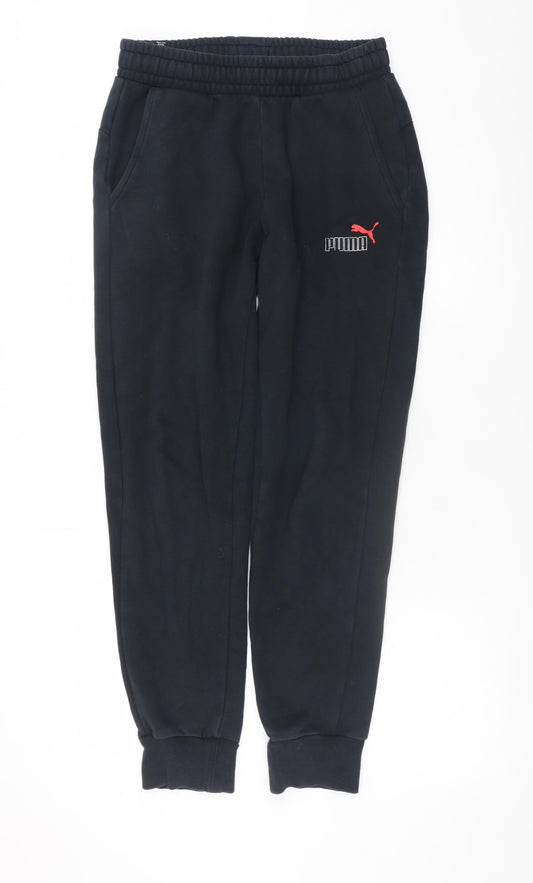 Mens UK Size S PUMA Regular Fit Jogger Black Trousers