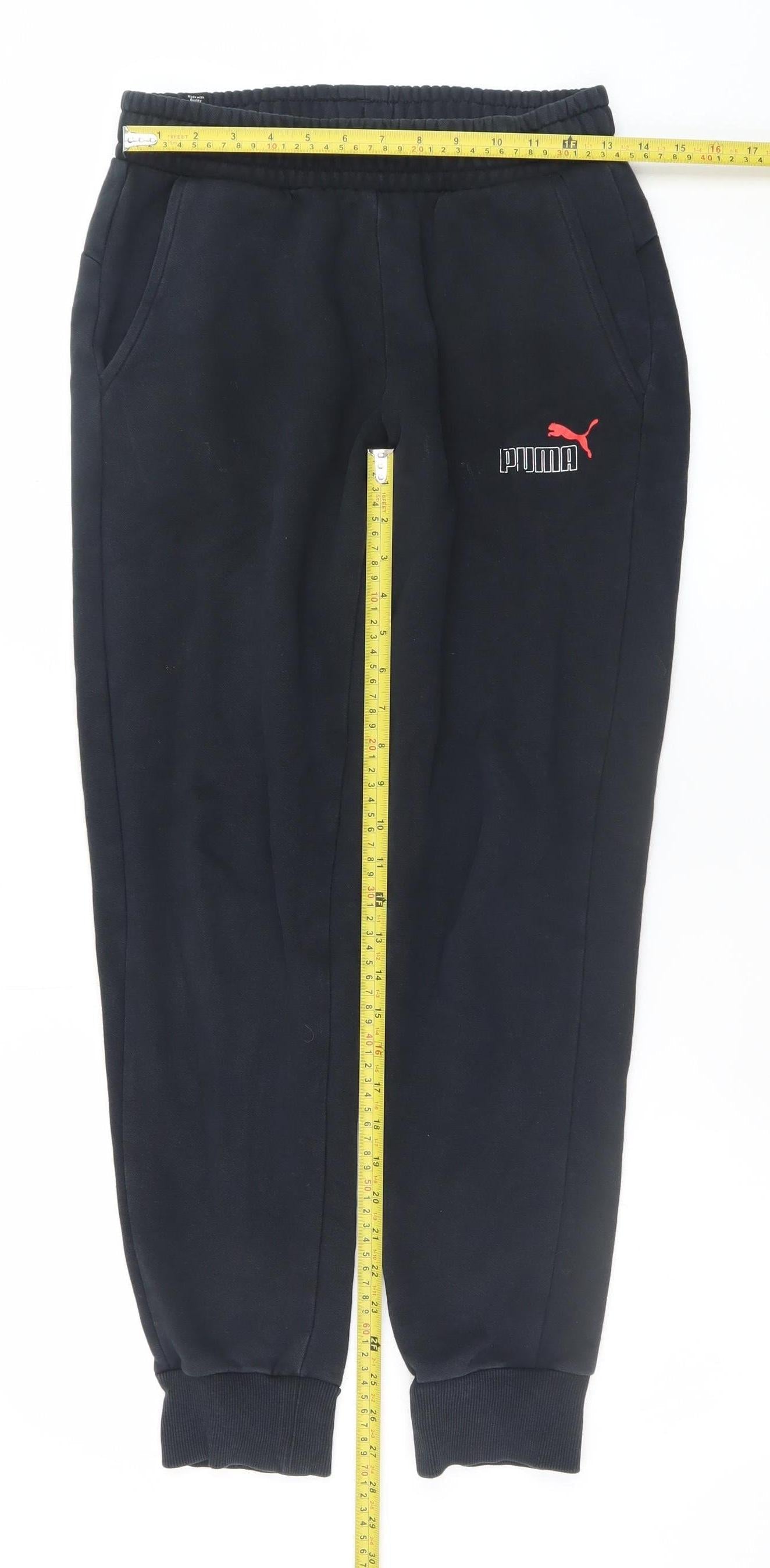 Mens UK Size S PUMA Regular Fit Jogger Black Trousers
