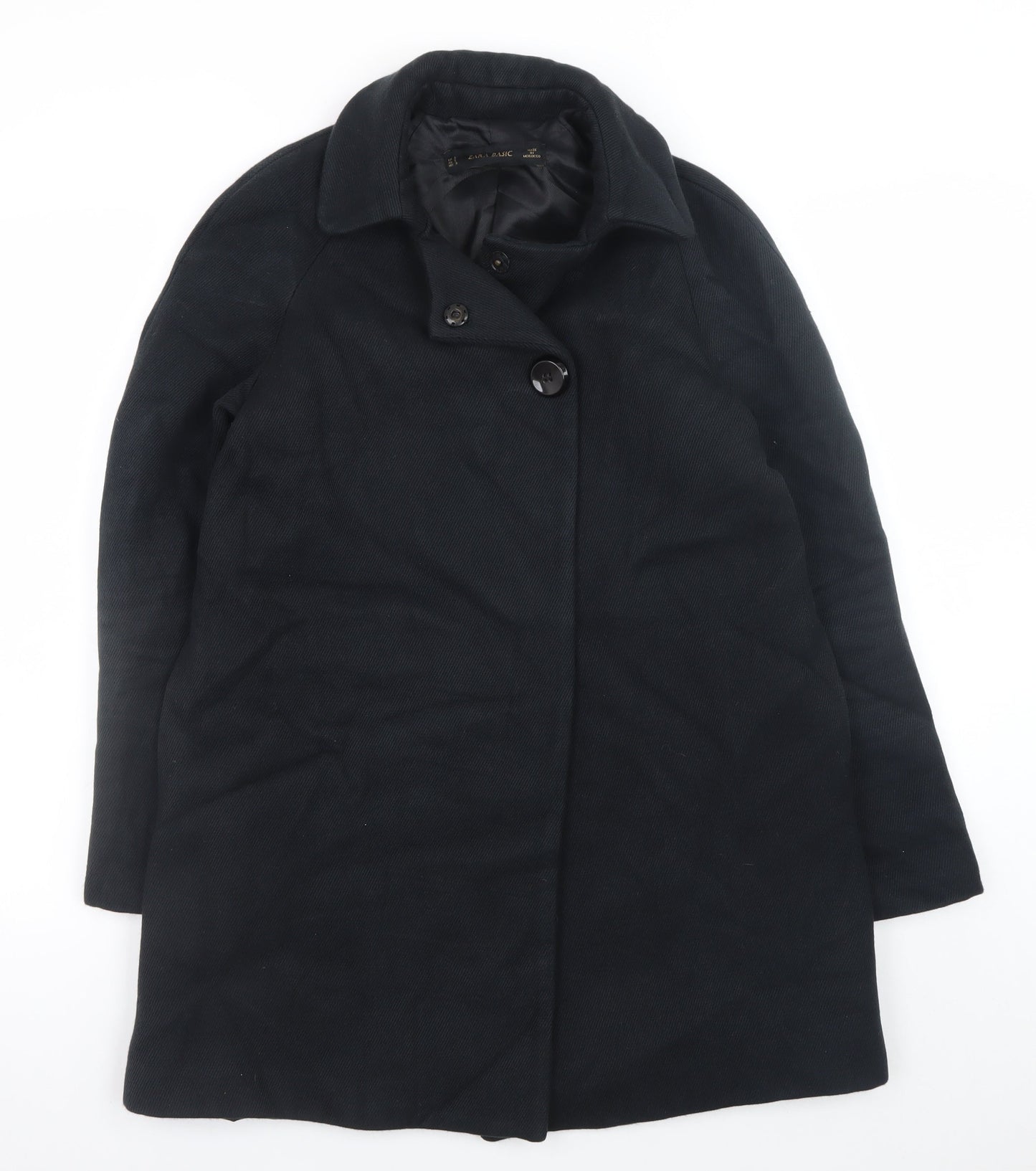 Womens UK Size S Zara Black Overcoat