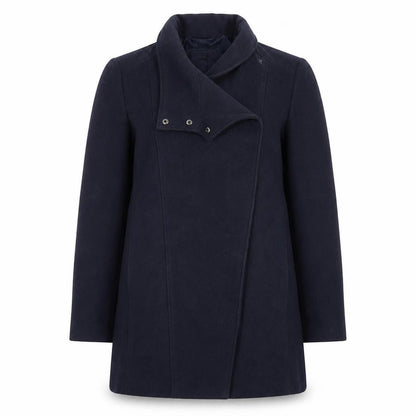 Mango Women's Blue Wool Blend Mid-Length Overcoat Size 12