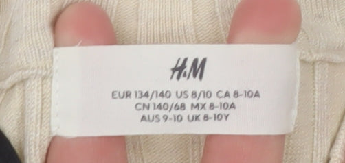 H&M Teens Beige Long Sleeve Rib Knit Bodycon Dress Size 8-10
