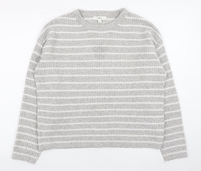 Marks and Spencer Women’s Grey Striped Knit Waffle Jumper Size M