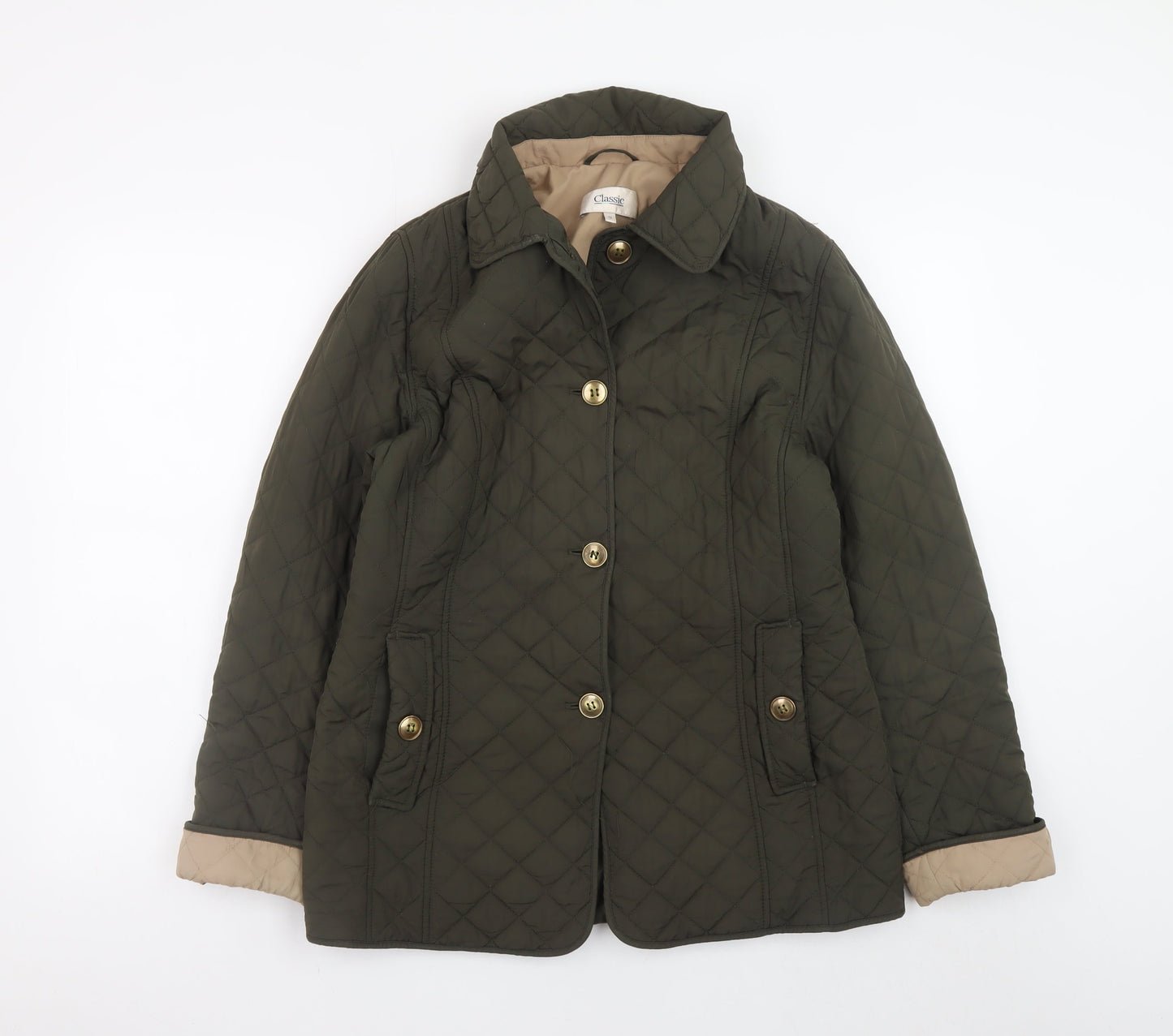 Womens UK Size 12 Marks and Spencer Green Quilted Coat