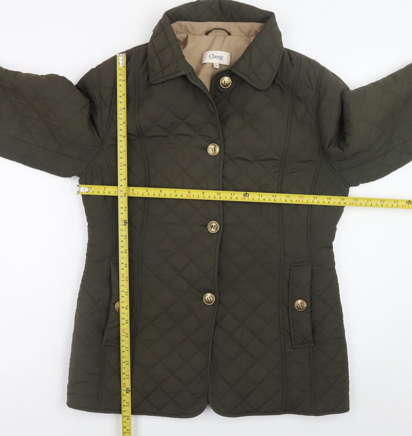 Womens UK Size 12 Marks and Spencer Green Quilted Coat