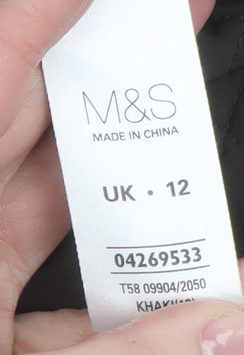 Womens UK Size 12 Marks and Spencer Green Quilted Coat