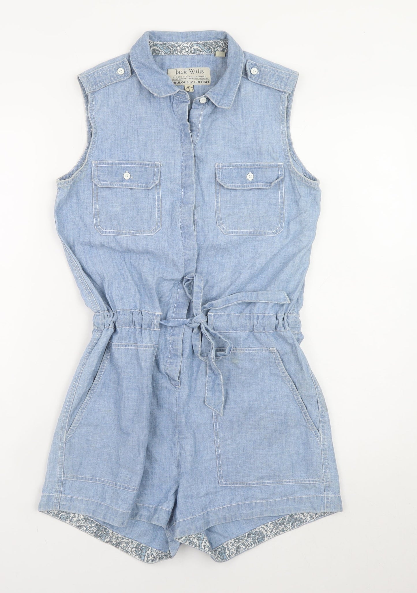 Womens UK Size 6 Jack Wills One-Piece Blue Playsuit