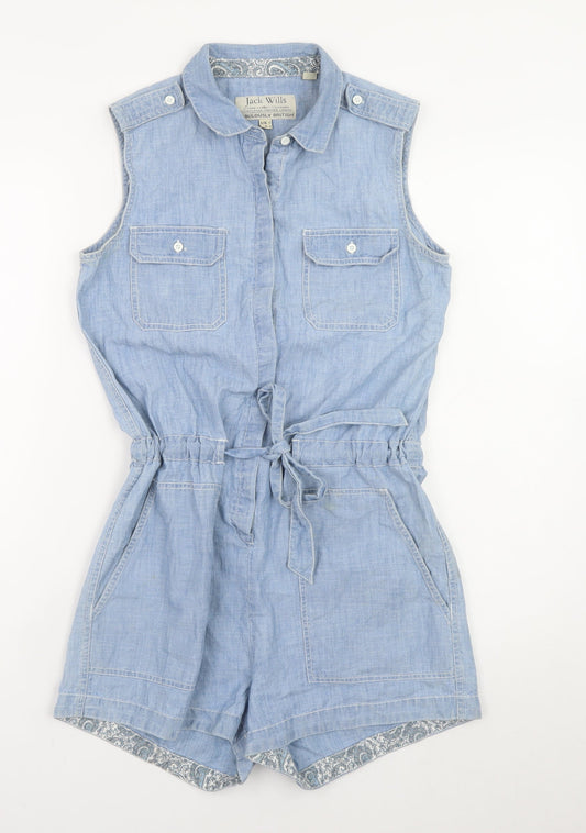 Womens UK Size 6 Jack Wills One-Piece Blue Playsuit