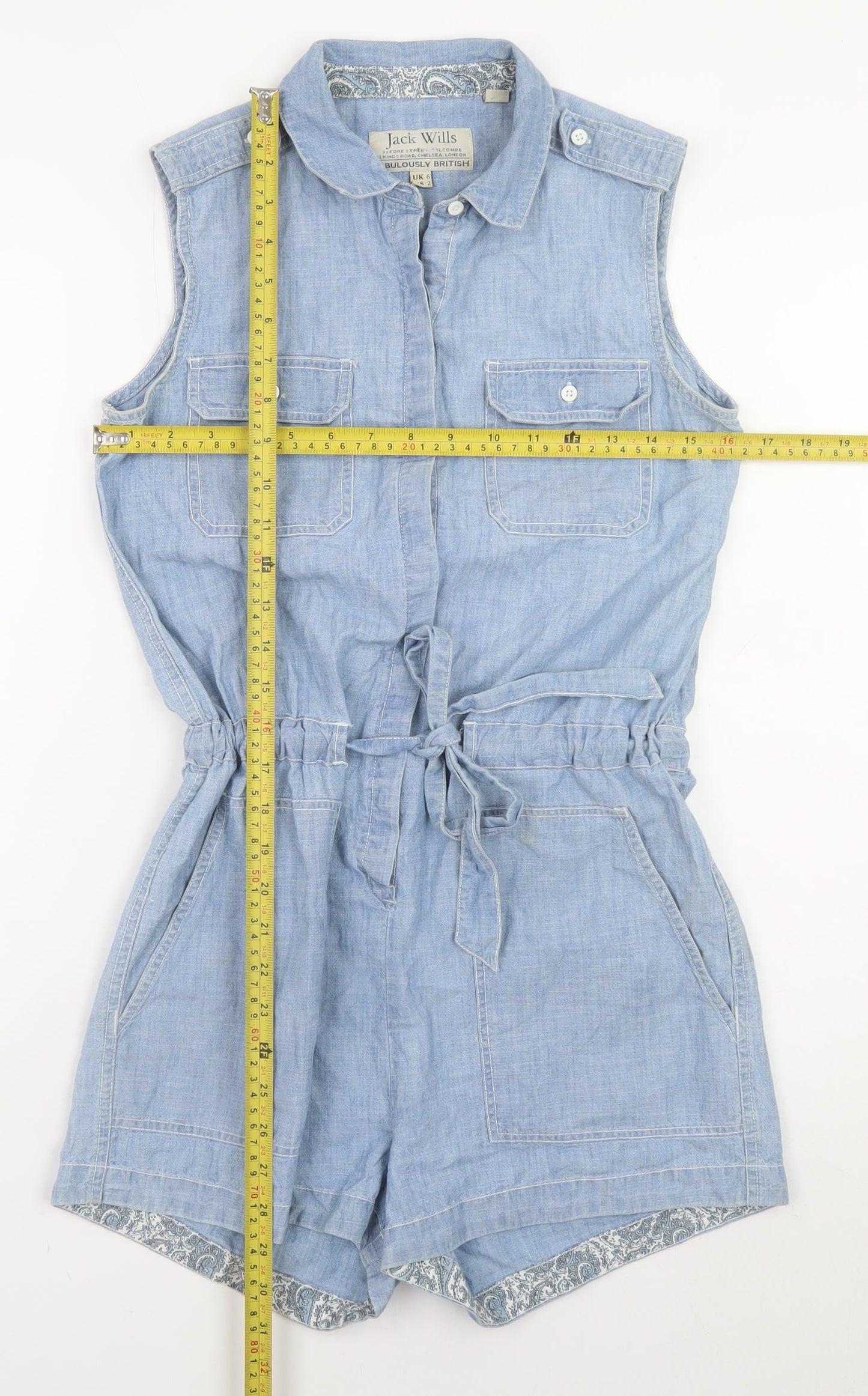 Womens UK Size 6 Jack Wills One-Piece Blue Playsuit