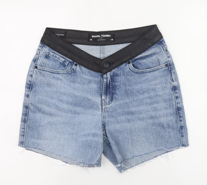 Social Tourist Unisex Blue Denim Frayed Shorts Size W28 Regular Fit