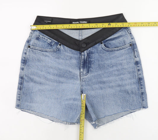 Social Tourist Unisex Blue Denim Frayed Shorts Size W28 Regular Fit