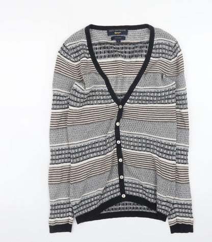 Paul Costelloe Women’s Beige Striped Linen Blend V-Neck Cardigan Size S