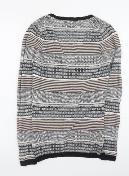 Paul Costelloe Women’s Beige Striped Linen Blend V-Neck Cardigan Size S