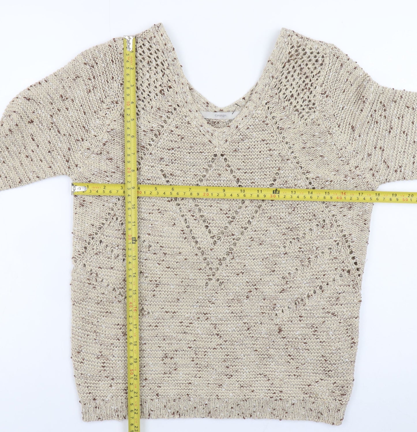Womens UK Size 10 George Beige Pullover Jumper