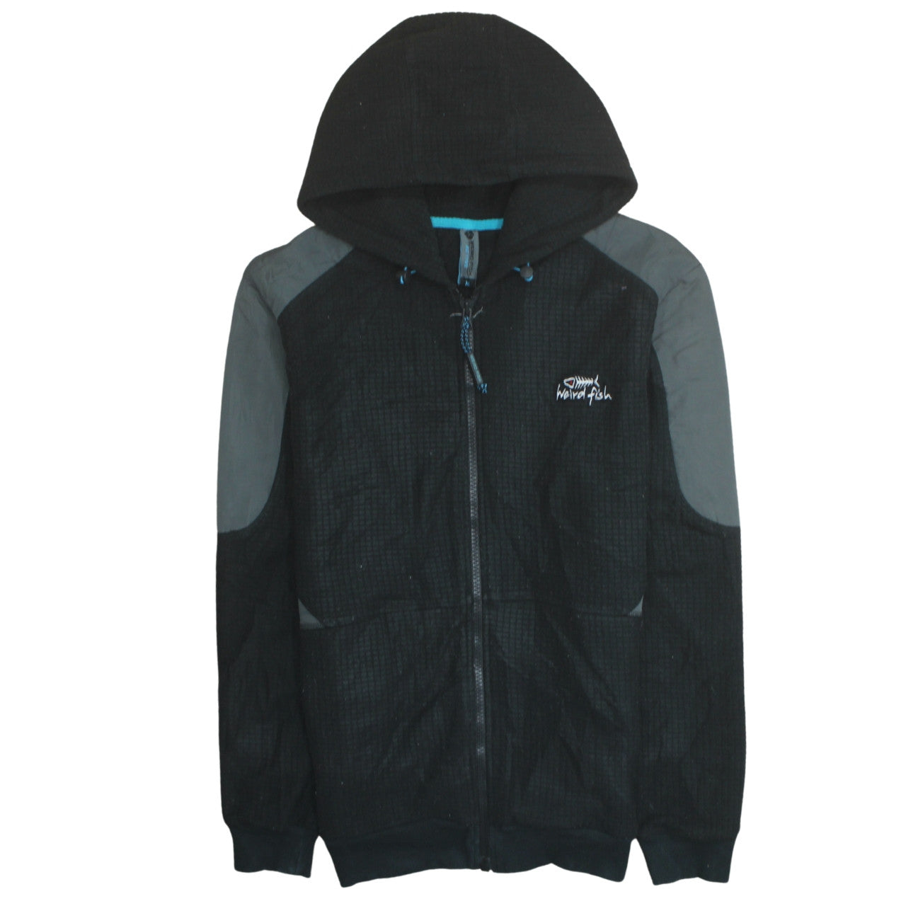 Mens UK Size M Weird Fish Black Full Zip Hoodie