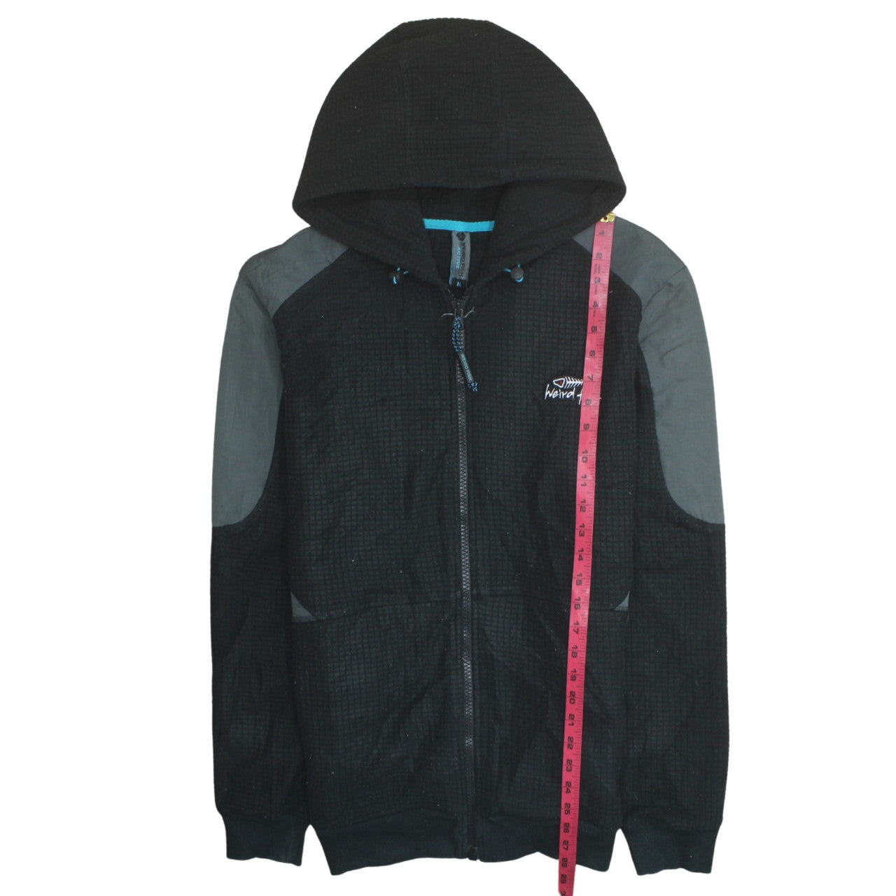 Mens UK Size M Weird Fish Black Full Zip Hoodie
