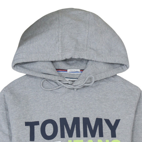Mens UK Size L Tommy Jeans Grey Pullover Hoodie