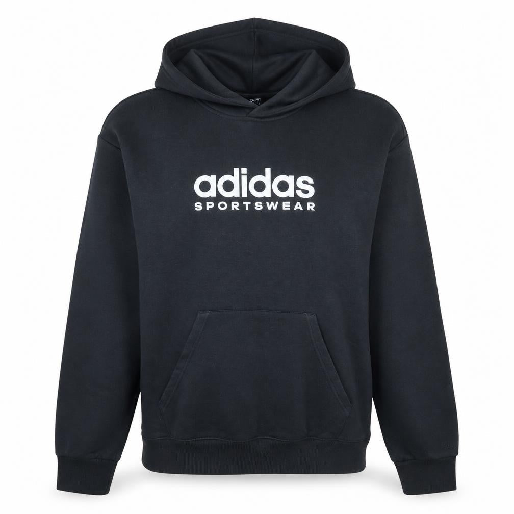 Front view of Adidas Women Black Pullover Hoodie Large Sportswear Logo Cotton Blend