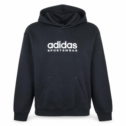 Front view of Adidas Women Black Pullover Hoodie Large Sportswear Logo Cotton Blend