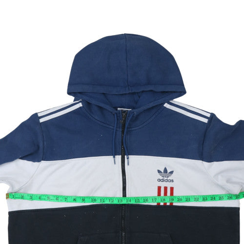 Adidas Mens Blue Full Zip Hoodie 2XL Logo Fleece Sweatshirt