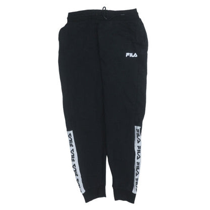 FILA Men's Black Jogger Trousers L Logo Cuffed Fleece Regular Fit