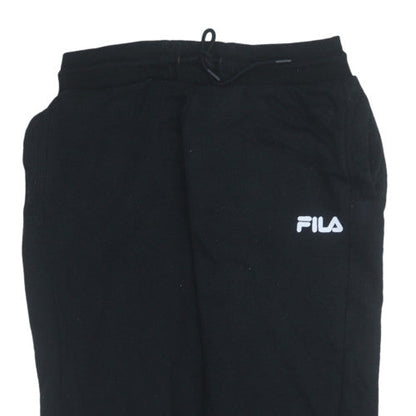 FILA Men's Black Jogger Trousers L Logo Cuffed Fleece Regular Fit