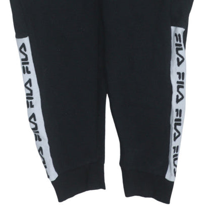 FILA Men's Black Jogger Trousers L Logo Cuffed Fleece Regular Fit