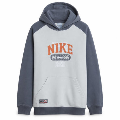 Front view of Nike boys’ grey pullover hoodie 18-20 years graphic fleece sweatshirt