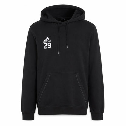 Front view of Adidas Men's Black Pullover Hoodie L Sports Fleece Sweatshirt