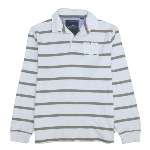 Mens UK Size M Stone Bay White Henley Sweatshirt