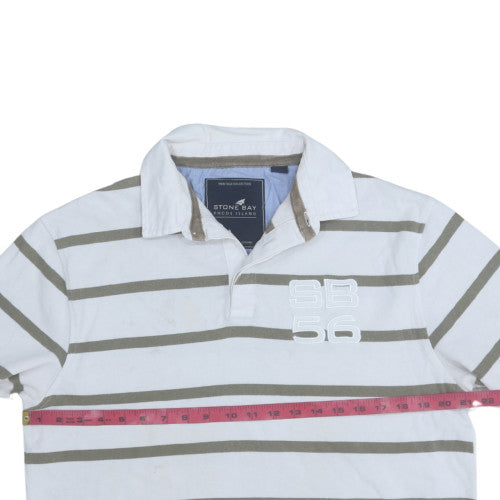 Mens UK Size M Stone Bay White Henley Sweatshirt