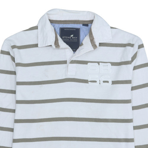 Mens UK Size M Stone Bay White Henley Sweatshirt