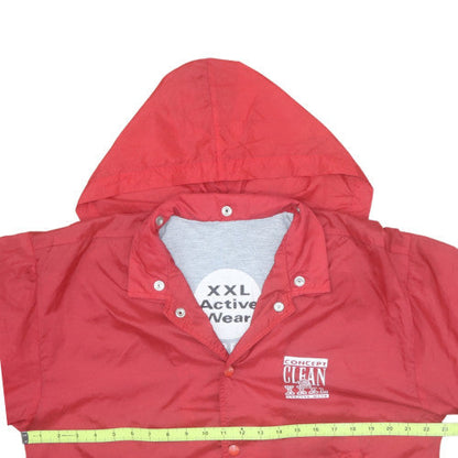 Concept Clean Red Hooded Windbreaker Jacket Women 2XL
