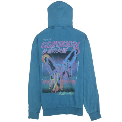 Mens UK Size M COLLUSION Blue Pullover Hoodie
