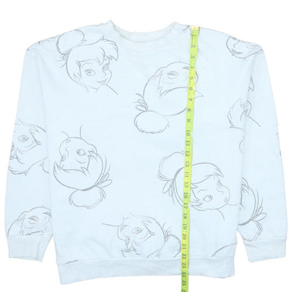 Disney Classics at George Women White Tinkerbell Pullover Sweatshirt Size 16