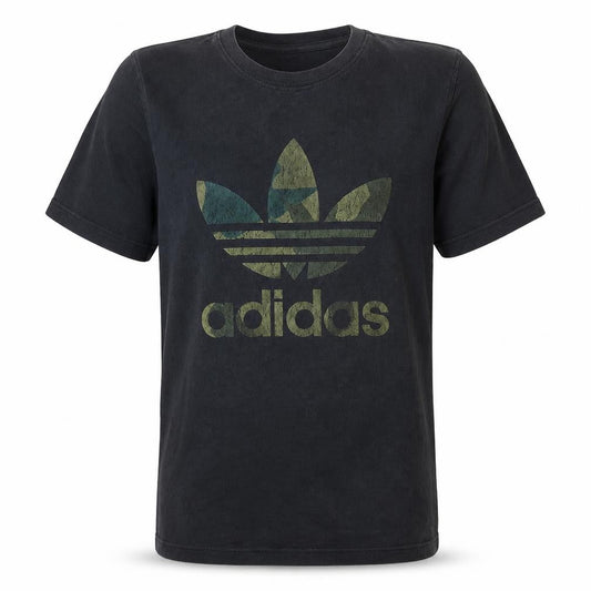 Front view of Adidas Men's Black Trefoil Logo Graphic Cotton T-Shirt M