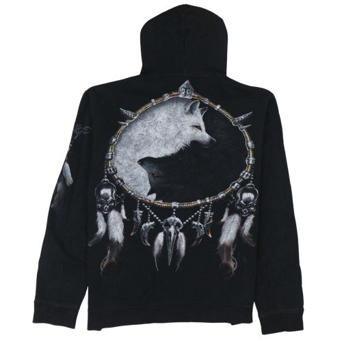 Mens UK Size L Spiral Black Pullover Hoodie