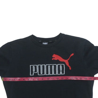 Puma Boys Black Pullover Sweatshirt 15-16 Years Logo Graphic Fleece