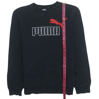 Puma Boys Black Pullover Sweatshirt 15-16 Years Logo Graphic Fleece