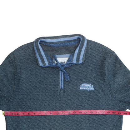 Mens UK Size M Weird Fish Blue Henley Sweatshirt