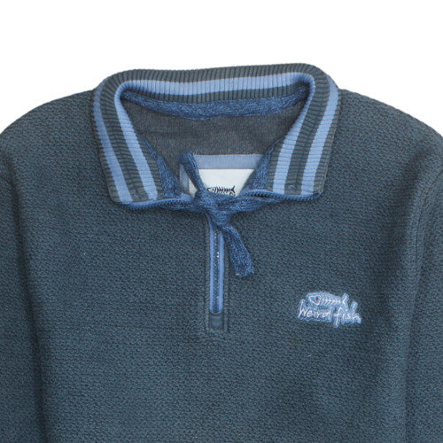 Mens UK Size M Weird Fish Blue Henley Sweatshirt