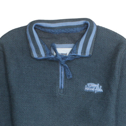 Mens UK Size M Weird Fish Blue Henley Sweatshirt