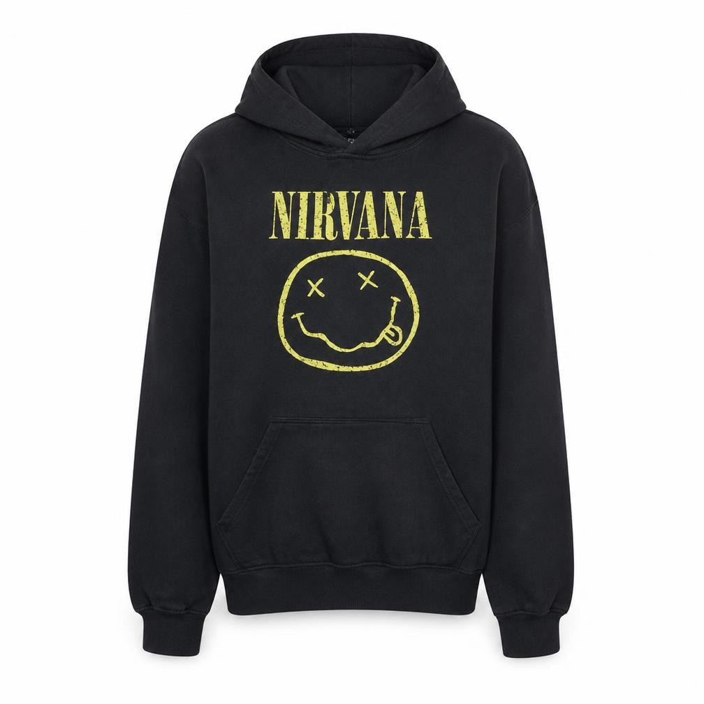 boohooMAN Men's Black Nirvana Graphic Pullover Hoodie Size S