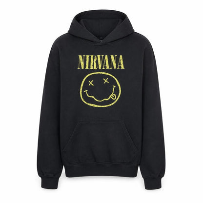 boohooMAN Men's Black Nirvana Graphic Pullover Hoodie Size S