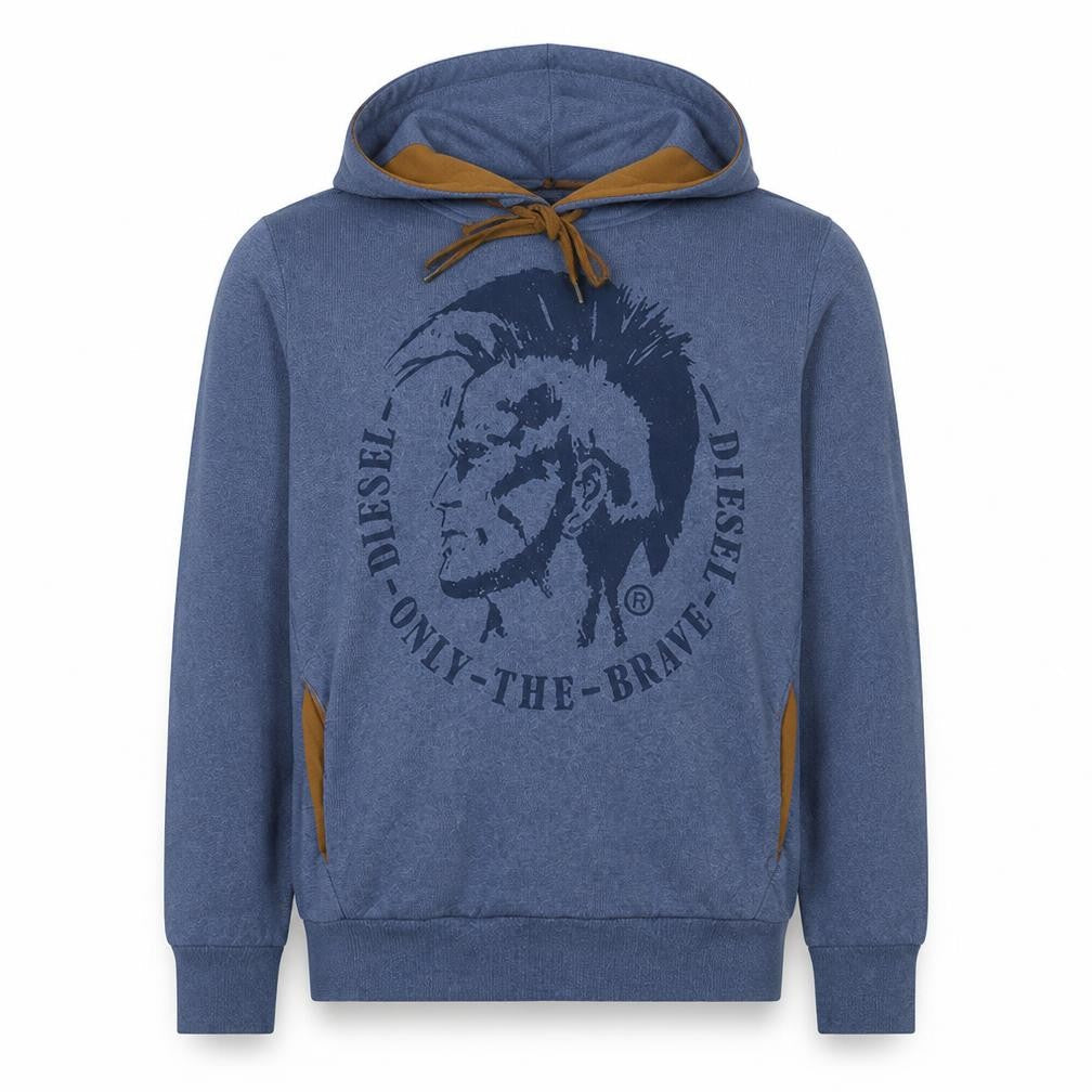 Mens UK Size L Diesel Blue Pullover Hoodie
