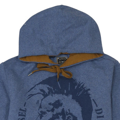 Mens UK Size L Diesel Blue Pullover Hoodie