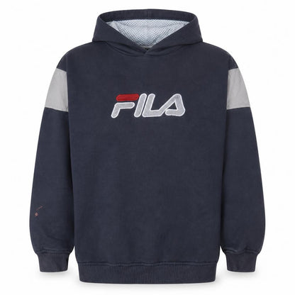 Fila Men's Blue Pullover Hoodie M Embroidered Logo Sportswear