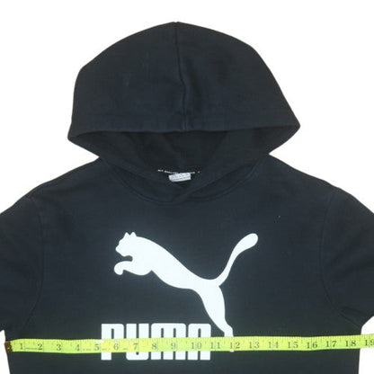Puma Boys Black Hoodie 15-16 Years Pullover Fleece Logo Sweatshirt
