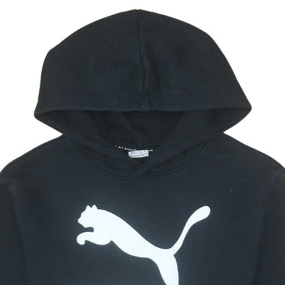 Puma Boys Black Hoodie 15-16 Years Pullover Fleece Logo Sweatshirt